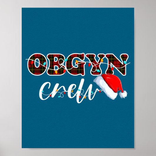 Obgyn Crew Christmas Lights Santa Hat Poster (Voorkant)