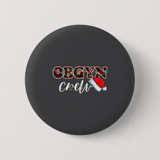 Obgyn Crew Christmas Lights Santa Hat  Ronde Button 5,7 Cm (Voorkant)