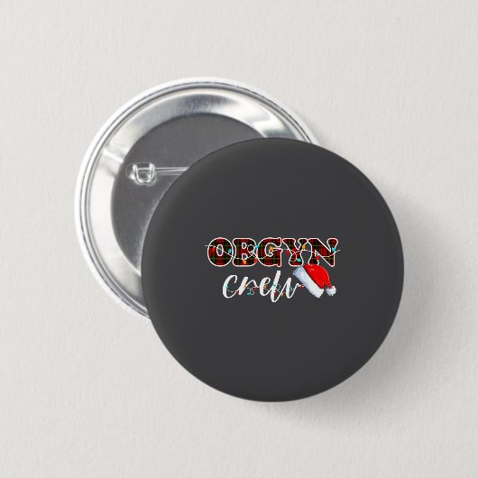 Obgyn Crew Christmas Lights Santa Hat  Ronde Button 5,7 Cm (Voorkant /achterkant)