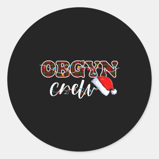 Obgyn Crew Christmas Lights Santa Hat Ronde Sticker (Voorkant)