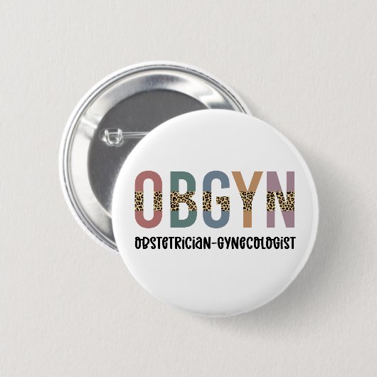 OBGYN Obstetricist Gynaecoloog Leopard Print Ronde Button 5,7 Cm (Voorkant /achterkant)
