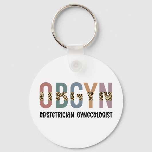OBGYN Obstetricist Gynaecoloog Leopard Print Sleutelhanger (Voorkant)
