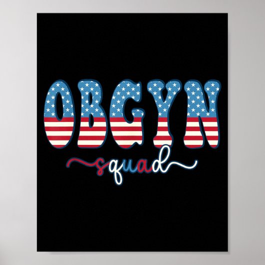 OBGYN-team VS-vlag 4 juli Verloskundige Poster (Voorkant)