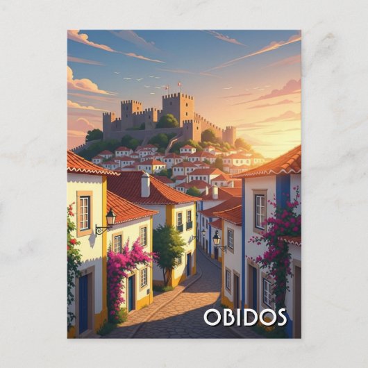 Obidos Portugal Reizen Briefkaart (Voorkant)