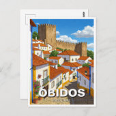 Obidos Portugal Reizen Briefkaart (Voorkant / Achterkant)
