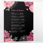 Obituary Celebration Life Foto Roze Bloemen Drieluik Uitnodiging (Binnenzijde eerst)