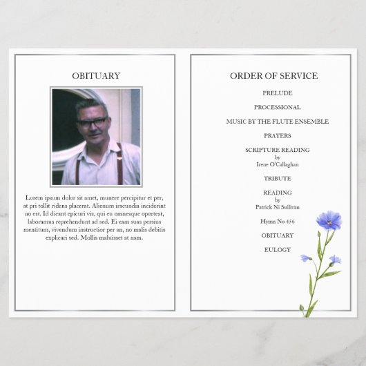 Obituary Program, Colored Wildbloemen Flyer (Achterkant)