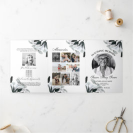 Obituary Viering Leven Foto Zwart Wit Lelie Drieluik Uitnodiging