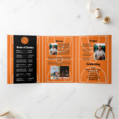 Obituary Viering van het leven Foto Basketbal Drieluik Uitnodiging (Binnen)