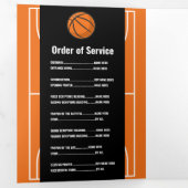 Obituary Viering van het leven Foto Basketbal Drieluik Uitnodiging (Binnenzijde eerst)