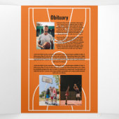 Obituary Viering van het leven Foto Basketbal Drieluik Uitnodiging (Binnenkant midden)