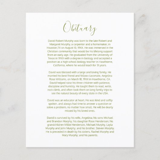 Obituire insteekkaart (Voorkant)