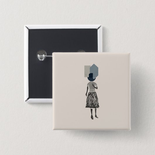 Object_14_Un femme_1 Vierkante Button 5,1 Cm (Voorkant /achterkant)