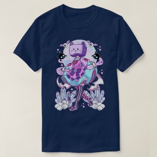 Object Head TV Cosplay Pastel Gothic Neko Cat Crys T-shirt (Design voorkant)