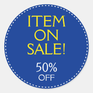 "OBJECT IN VERKOOP!" "50% OFF" Ronde sticker