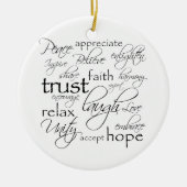 Objecten met positieve woorden keramisch ornament (Voorkant)