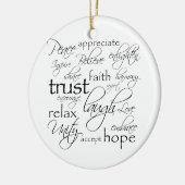 Objecten met positieve woorden keramisch ornament (Links)