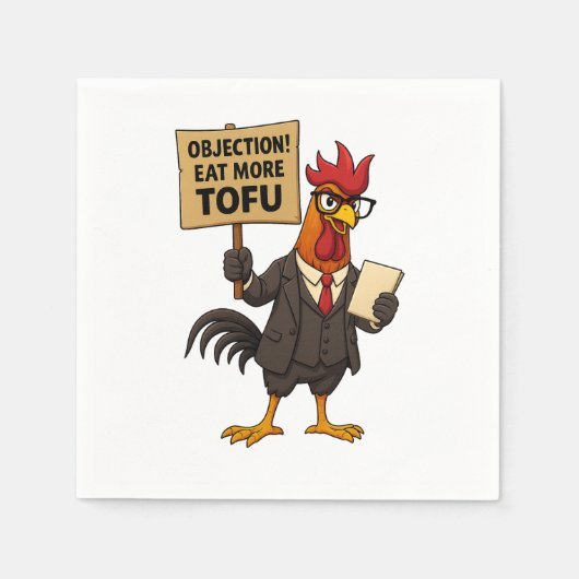 Objection! Eat More Tofu – Rooster Lawyer Protest  Servet (Voorkant)