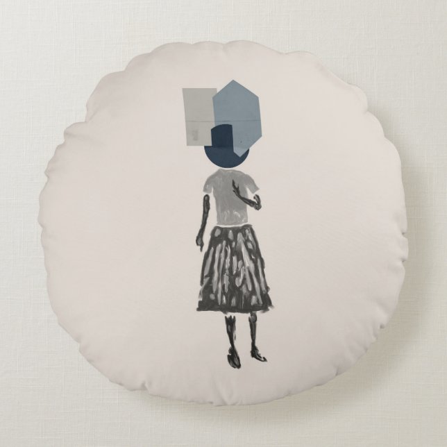 objet_14_une femme_1 rond kussen (Voorkant)