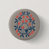 objet_17_a zwaan in bloemen ronde button 3,2 cm (Voorkant)