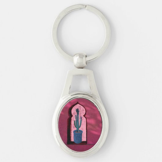 objet_21_a venster met cactus metaal sleutelhanger (Voorkant)