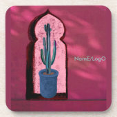 objet_21_ een raam met een cactus hard plastic bier onderzetter (Voorkant)