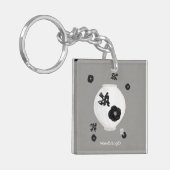 objet_22_camellia, vogel en aardewerk acryl sleutelhanger (Voorkant Links)