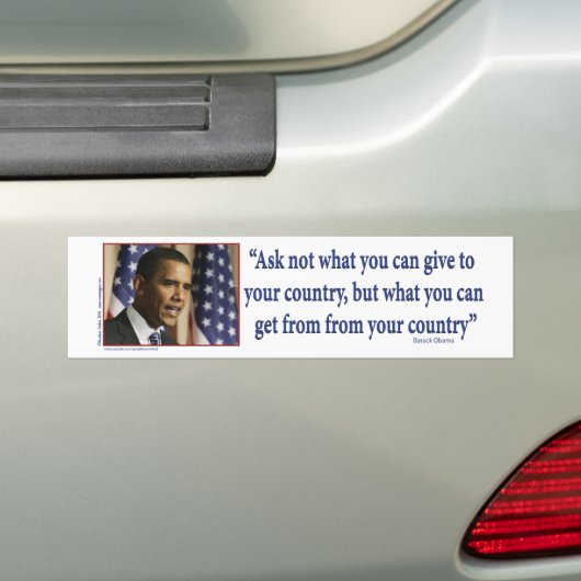 Obmana Vraag wat je uit je land kunt halen Bumpersticker (Op auto)
