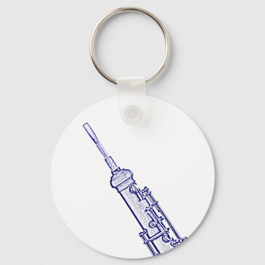 Oboe-Afbeelding op blauwe achtergrond-Sleutelhange Sleutelhanger (Voorkant)