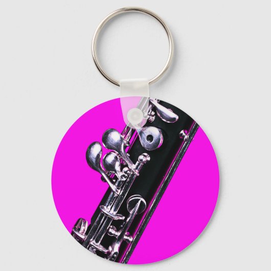 Oboe-Afbeelding op roze achtergrondSleutelhanger Sleutelhanger (Voorkant)