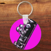 Oboe-Afbeelding op roze achtergrondSleutelhanger Sleutelhanger (Voorkant)
