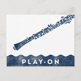 Oboe Briefkaart -  marineblauw blauw wit
