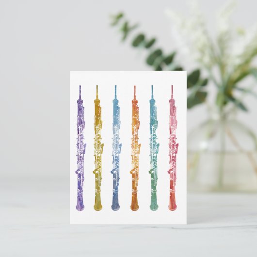 Oboe Crayons Briefkaart (Staand voorkant)