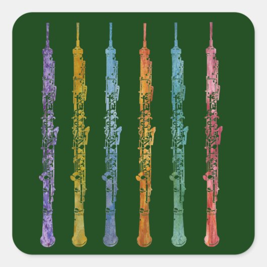 Oboe Crayons Vierkante Sticker (Voorkant)