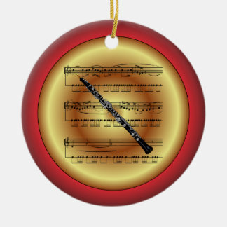 Oboe ~ Datablad Music ~ Red/Green/Gold ~ Kerst~ Keramisch Ornament