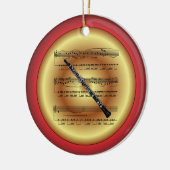 Oboe ~ Datablad Music ~ Red/Green/Gold ~ Kerst~ Keramisch Ornament (Links)