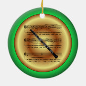 Oboe ~ Datablad Music ~ Red/Green/Gold ~ Kerst~ Keramisch Ornament (Achterkant)