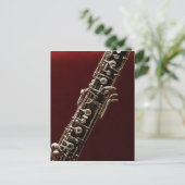 Oboe - dubbelzijdig houten muziekinstrument briefkaart (Staand voorkant)