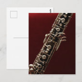 Oboe - dubbelzijdig houten muziekinstrument briefkaart (Voorkant / Achterkant)