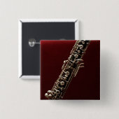 Oboe - dubbelzijdig houten muziekinstrument vierkante button 5,1 cm (Voorkant /achterkant)