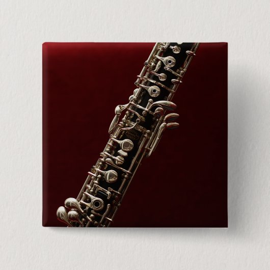 Oboe - dubbelzijdig houten muziekinstrument vierkante button 5,1 cm (Voorkant)