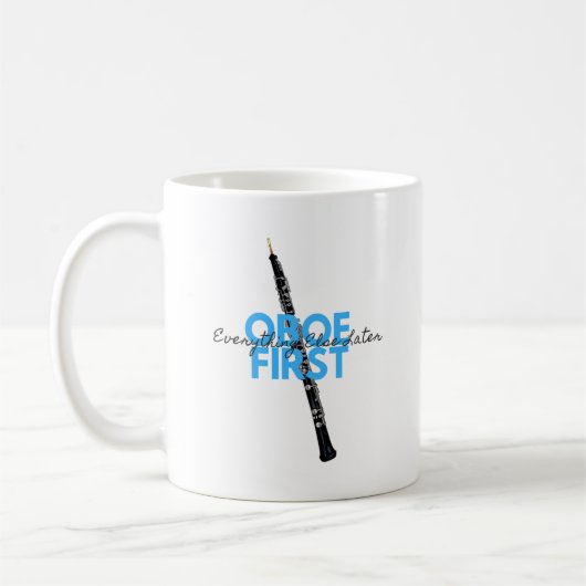 Oboe eerst alles later grappige oboist koffiemok (Links)