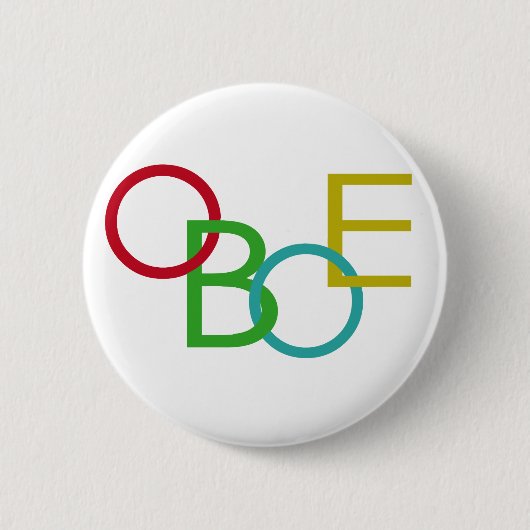 OBOE Letters Ronde Button 5,7 Cm (Voorkant)