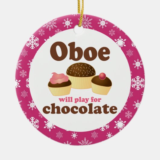 Oboe Music Cupcakes kerstversiering Keramisch Ornament (Voorkant)