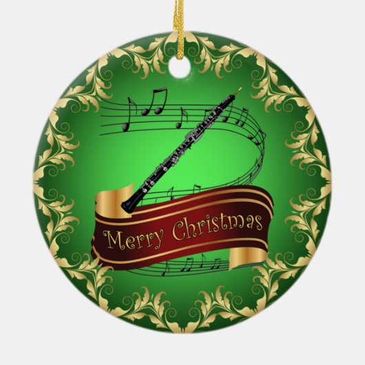 Oboe ~ Musical Scroll ~ Merry Kerst~ * ~ Keramisch Ornament (Achterkant)