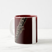 Oboe muziekinstrument tweekleurige koffiemok (Voorkant links)