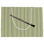 Oboe op fijne groene verticale strepen large cadeautasje (Achterkant)