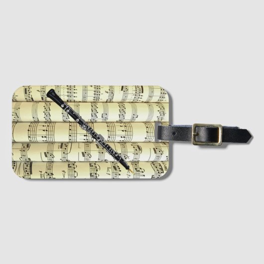 Oboe op rolplaat muziek ~ bagagelabel (Voorkant (horizontaal))