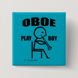 Oboe Play Boy Vierkante Button 5,1 Cm