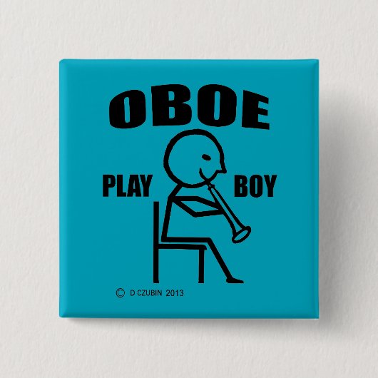 Oboe Play Boy Vierkante Button 5,1 Cm (Voorkant)